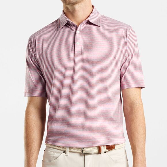 Peter Millar Crown Soft Polo T Shirt Collared Short Sleeve Pink White Striped S - Picture 1 of 10